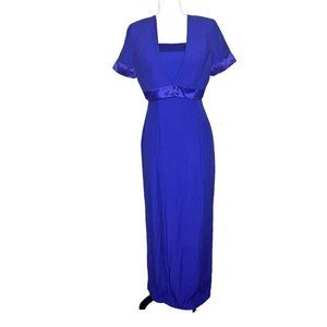 Vintage 2000s Alfredo Angelo 2 Piece Sheath Dress Coat Purple Sz 7/8 *Flaws*